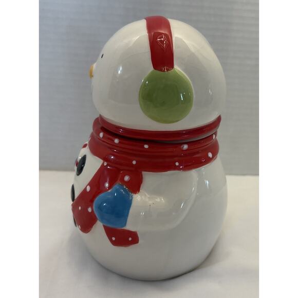 Boston Warehouse Trading Corp Ceramic Snowman Cookie Jar Medium Height 7” - Picture 4 of 16